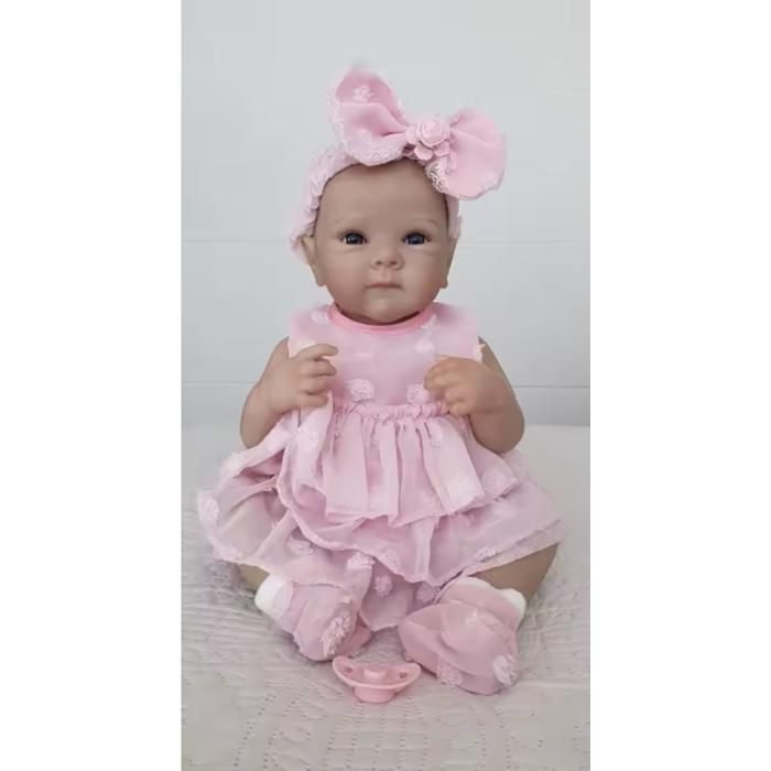 Muñeca bebé reborn de 46 cm – Cuerpo de vinilo completo – Cabello pintado realista – Bettie