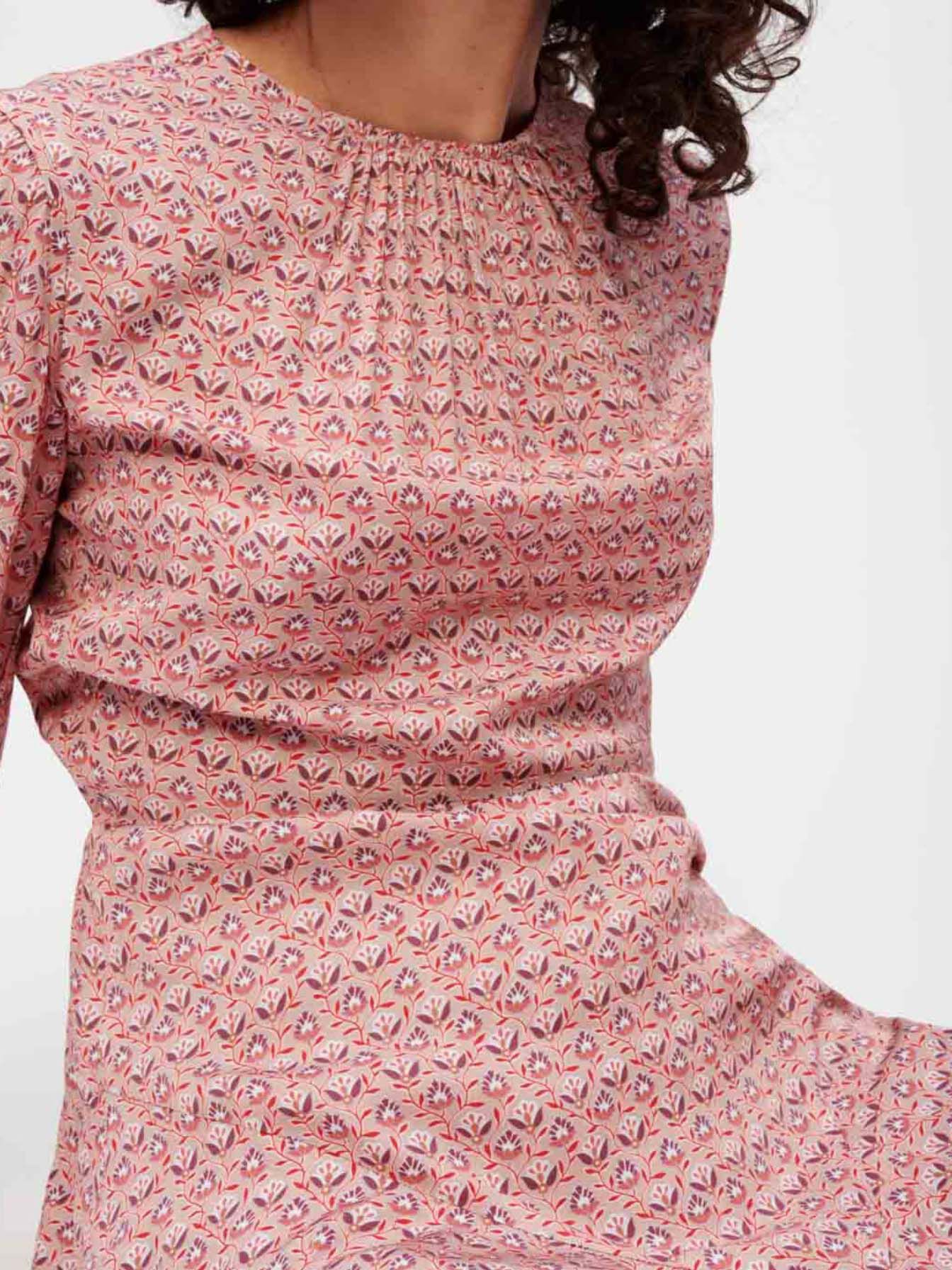Rochie din viscoză imprimată - Mini fleurs rose