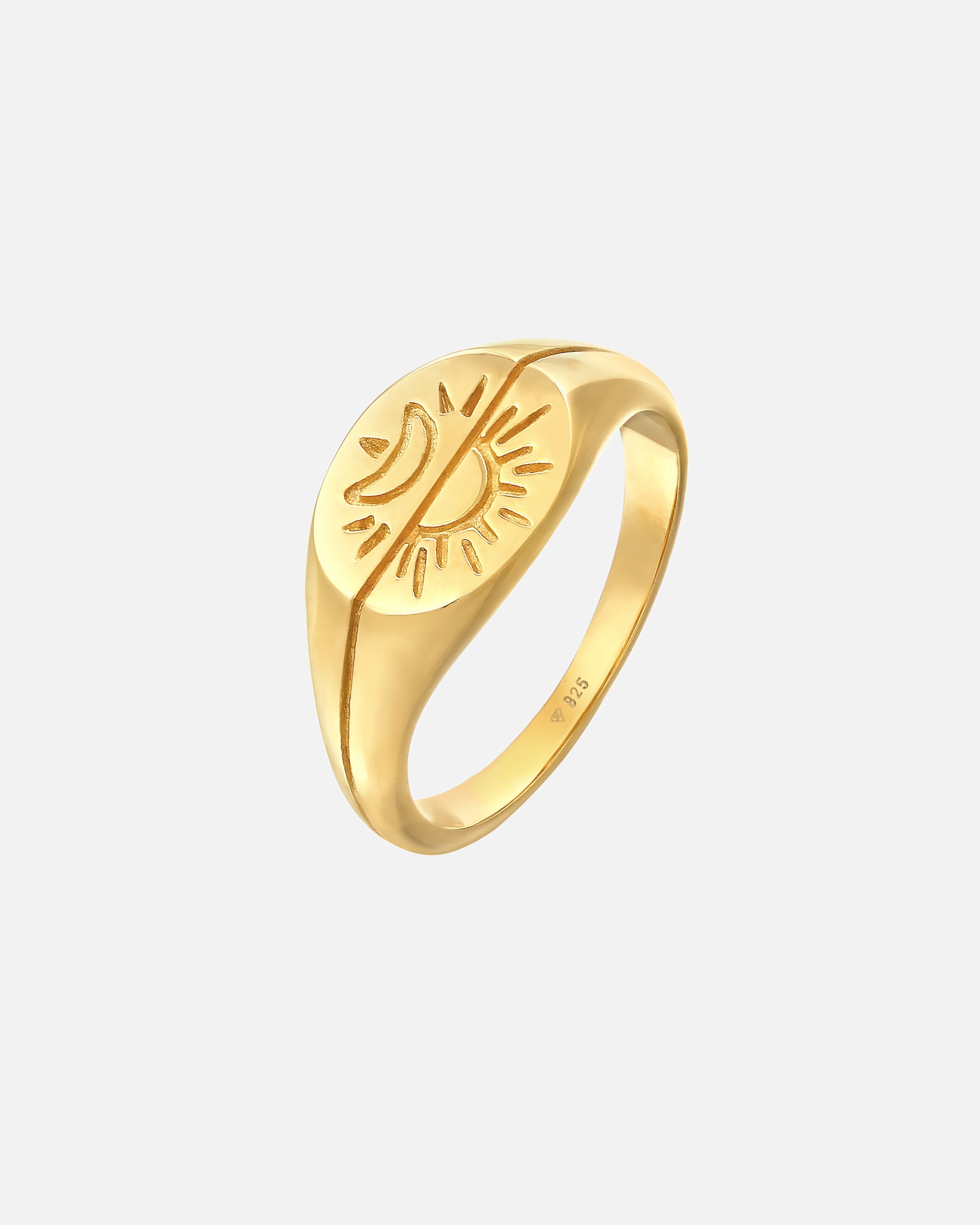 Elli Bague Signet Femme Soleil Lune Astro Boho Trend Blogger en argent sterling 925 plaqué or