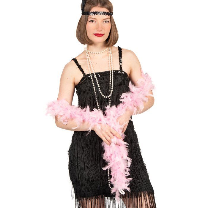 Pink faux feather boa for adults - 1.80m - Girly accessory for fancy dress parties