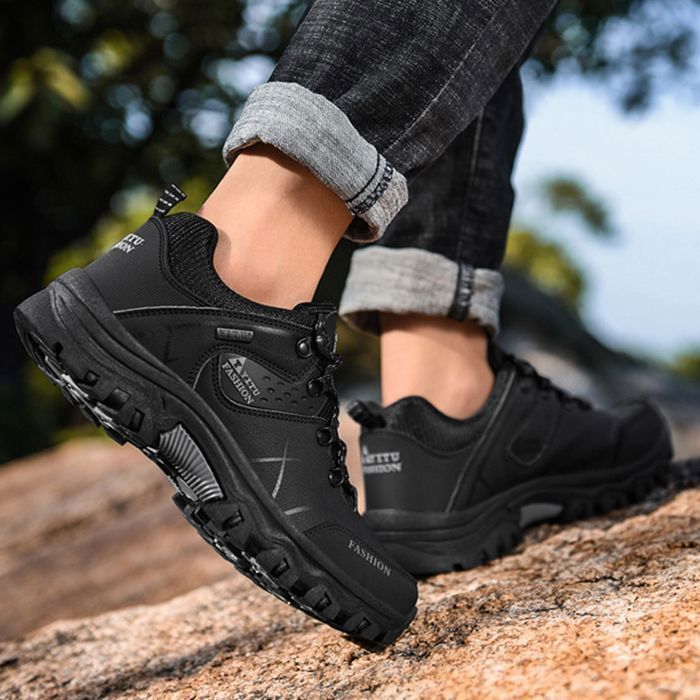 Zapatillas de senderismo para hombre - Negras - Para senderismo al aire libre - Impermeables - Transpirables - Cómodas