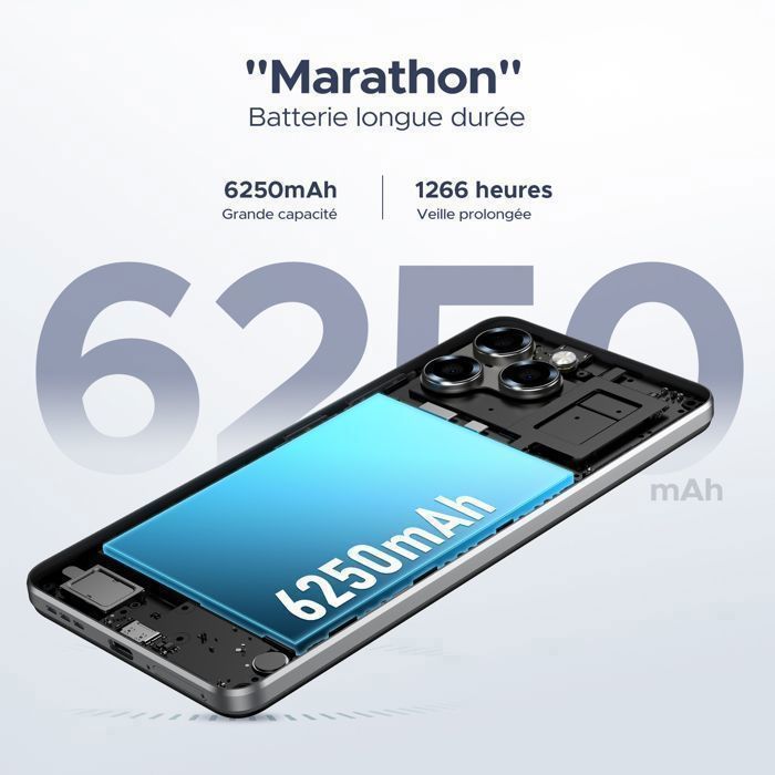 DOOGEE Note 58 Smartphone Android 15, 32 Go RAM+128 Go ROM/TF 2TB, Batterie 6250mAh 6.75