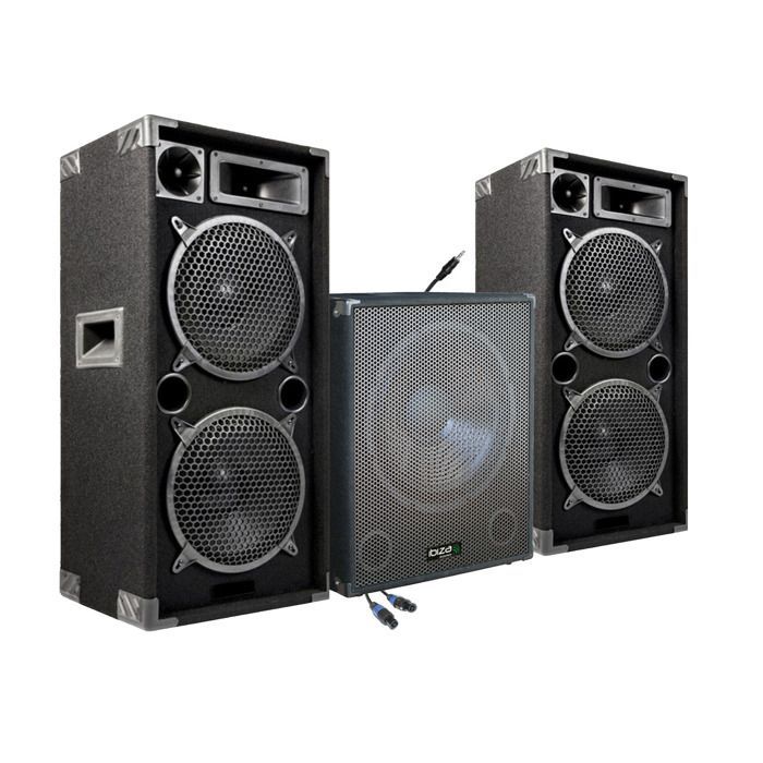 Ibiza Sound 2800W DJ PA System Package - SUB15A Powered Subwoofer + STAR210 Speakers + Speaker & PC Cables