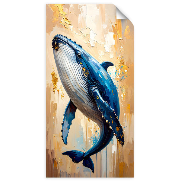 Plakat samoprzylepny do salonu Feeby Wieloryb Ssaki Ocean Zwierzęta 40x80