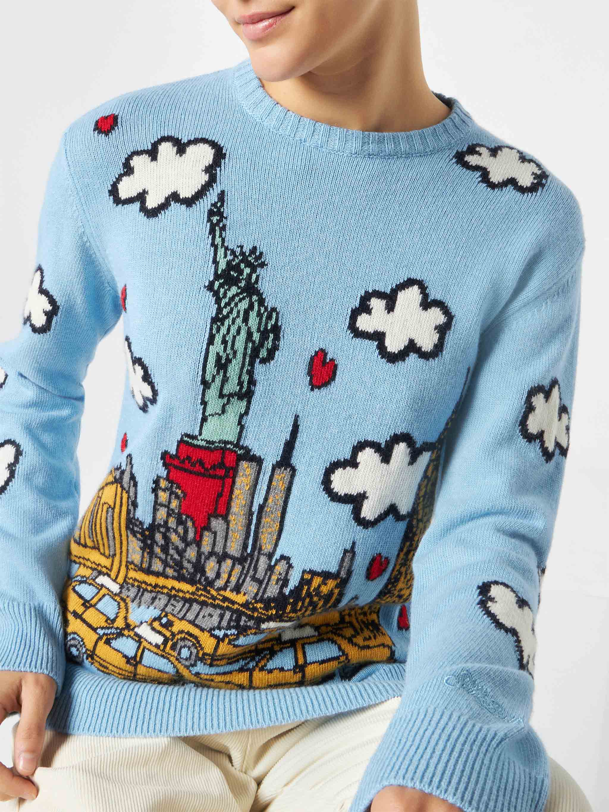 Damestrui met ronde hals en ansichtkaartprint van New York