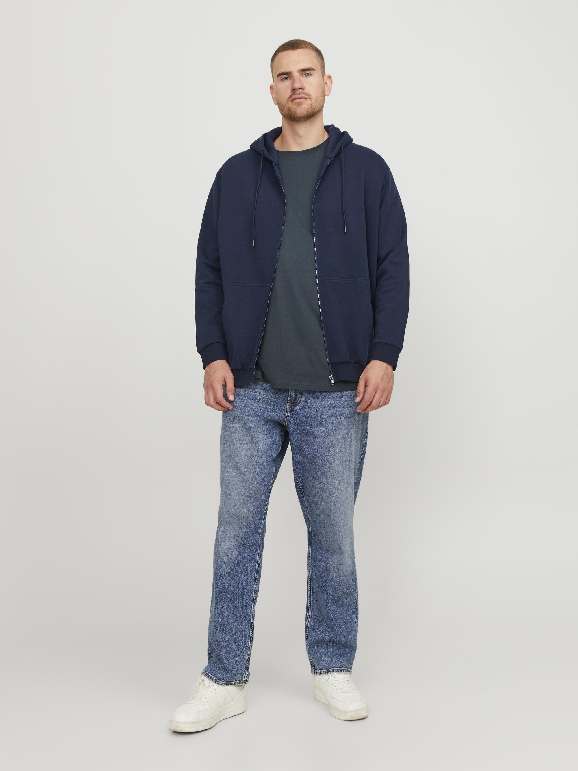 Jack & Jones JJEBRADLEY PLUS - Sweatshirt mit Reißverschluss - marineblauer Blazer