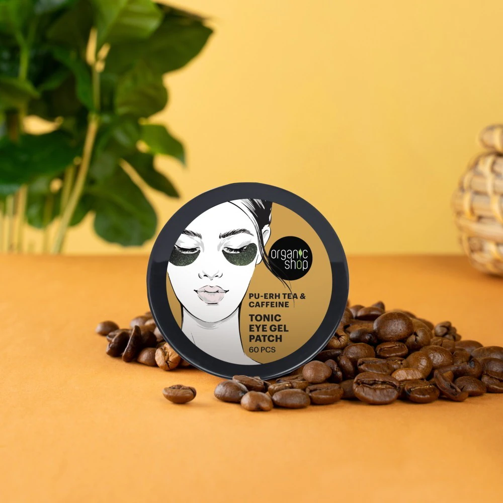 Organic Shop Patchs hydrogel yeux tonifiants au thé Pu-erh et à la caféine 60 patchs