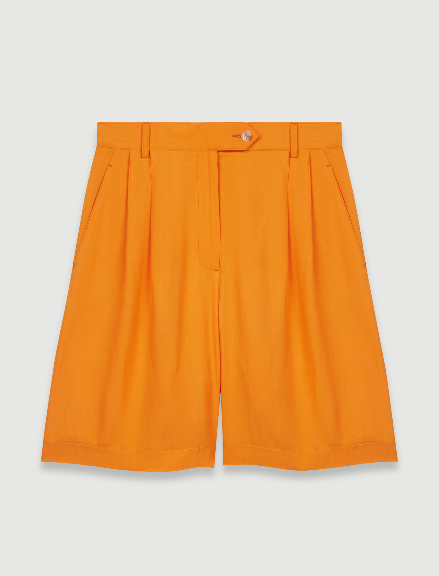 Pantaloni scurți evazați din satin - Portocaliu