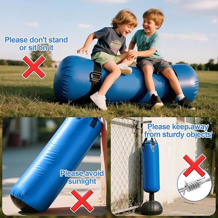 Saco de boxeo infantil de 160 cm, con guantes y bomba de inflado, ideal para niños, taekwondo y karate, de 3 a 12 años, color azul.