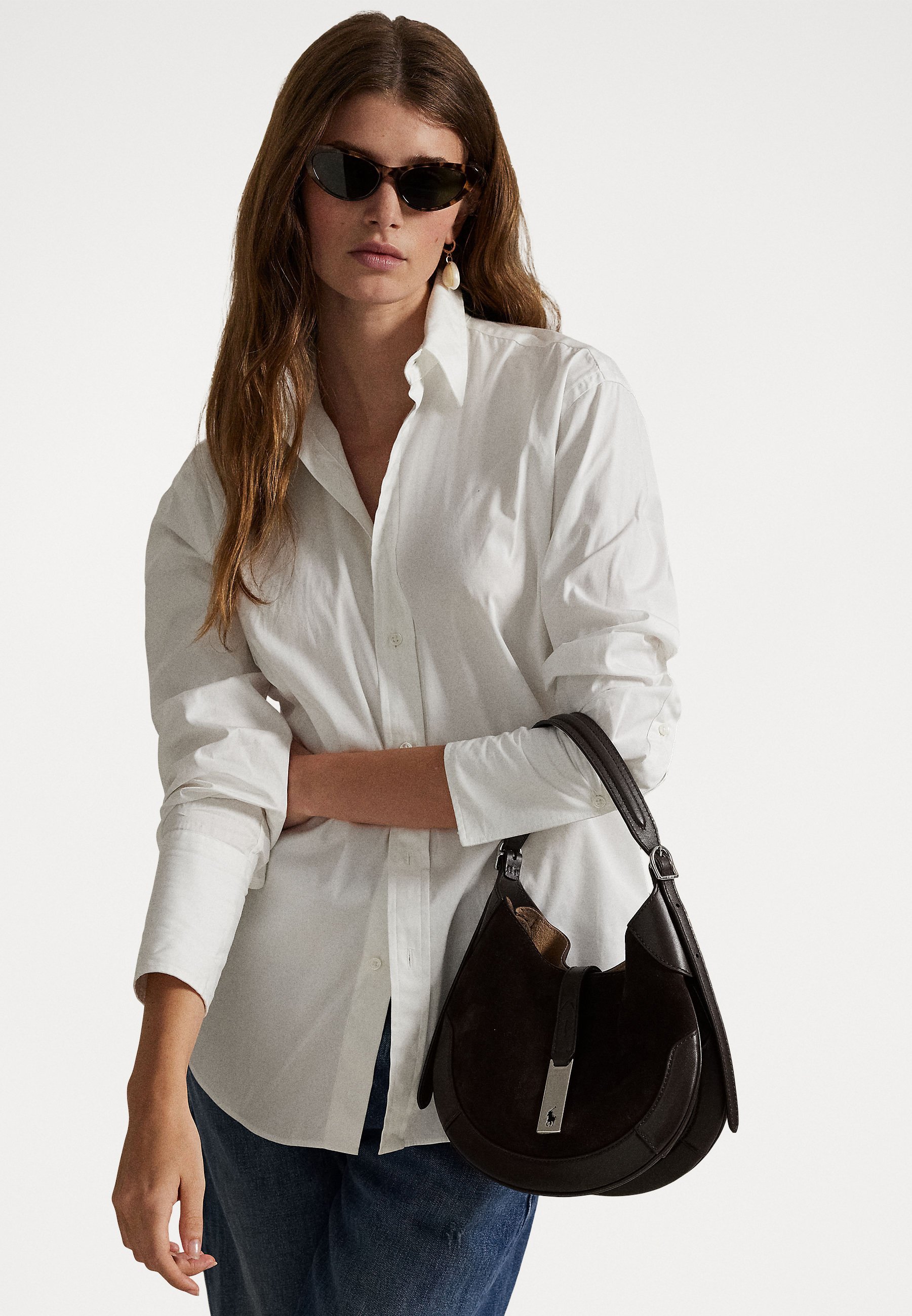 Polo Ralph Lauren POLO ID SUÈDE LEREN KLEINE SCHOUDERTAS - Handtas - chocolade