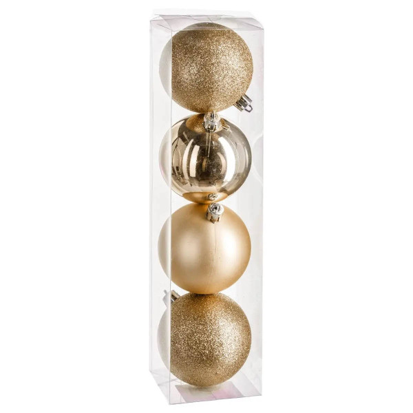 Bombki o różnym wykończeniu, Ø 8 cm, 4 szt.