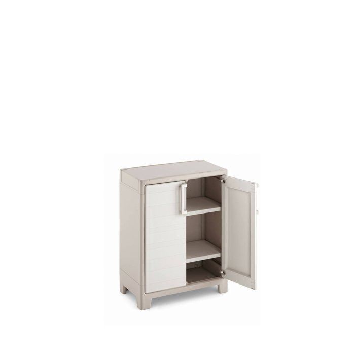 Armadio da esterno Grimsby Dmora, in plastica marrone sabbia, 44x80x100h cm