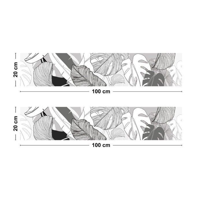 Aluminum kitchen backsplash - black floral - 200x20 cm (in 2 strips) - 99 Déco