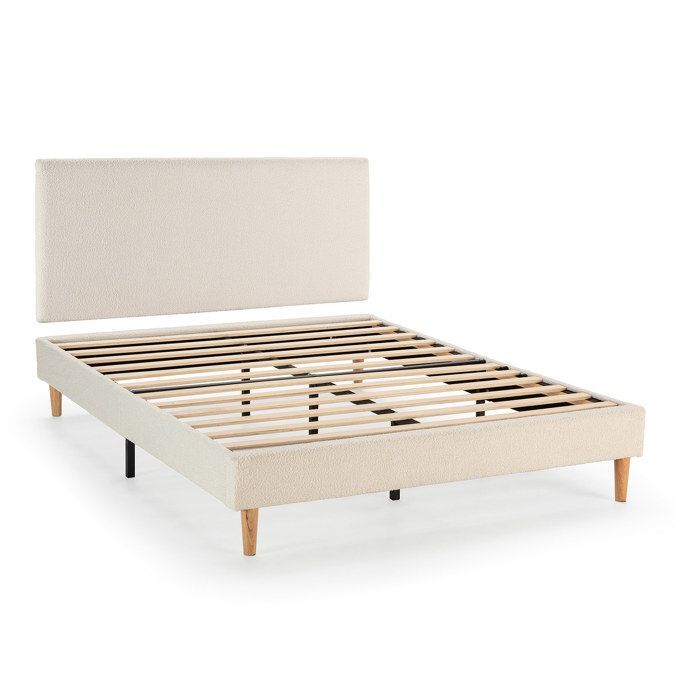 Niebla gestoffeerde bedbodem + hoofdbord 140x190 cm Beige