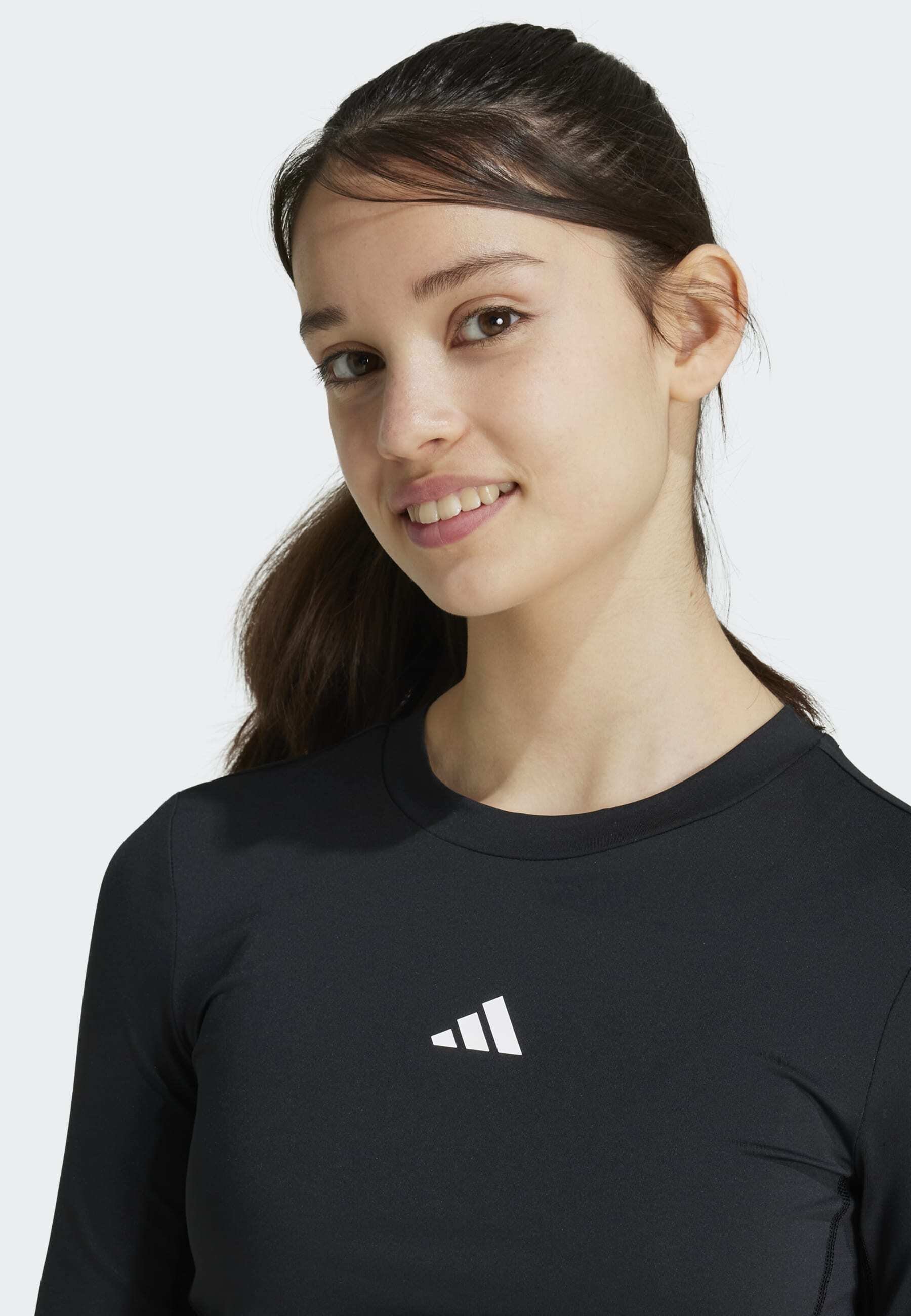 adidas Performance TECHFIT LONG SLEEVE LONG-SLEEVE KIDS - Topper langermet - black/white