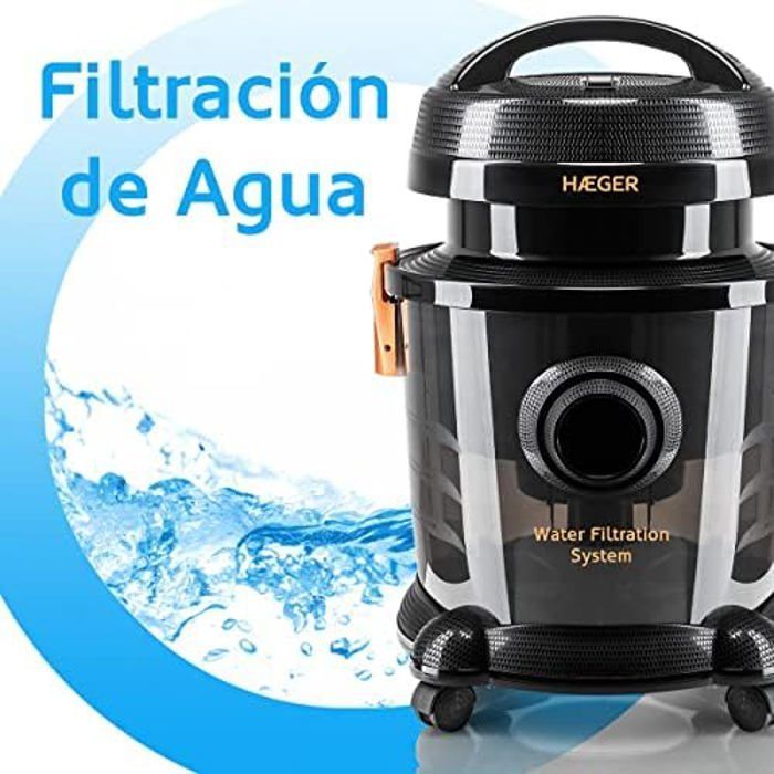 Aspirapolvere con sacchetto - Haeger - AQUACLEAN 1200 - 1200 W - 9 L - Filtro
