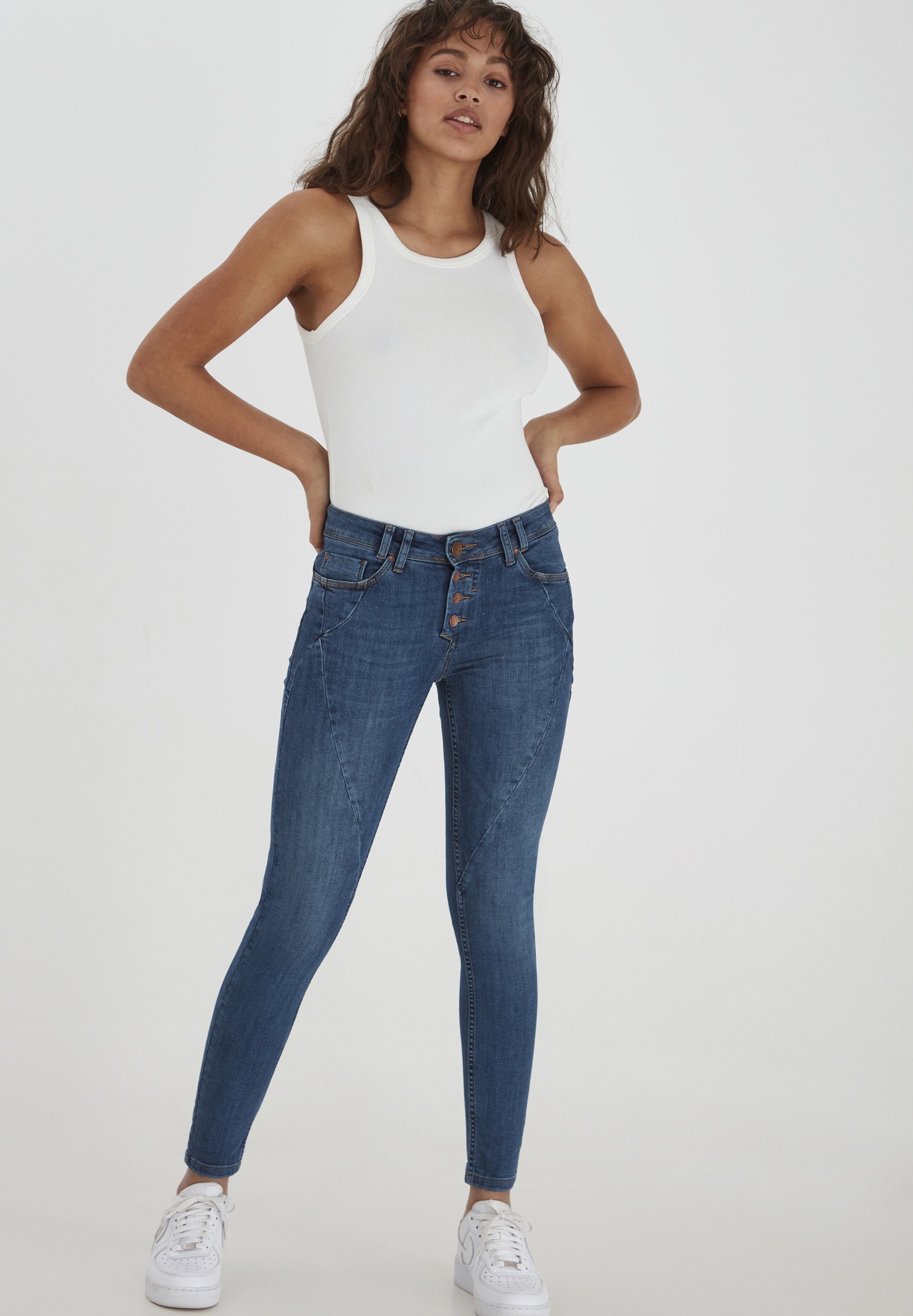 PULZ PZROSITA - Skinny Fit jeans - middelblauwe denim
