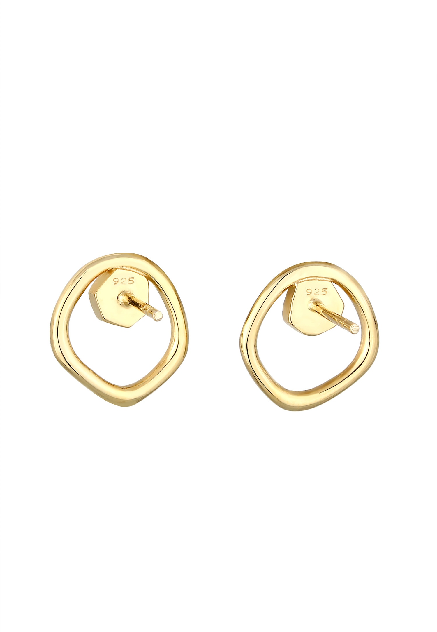 Elli PREMIUM Cercle Organique Élégant avec Pierre de Lune Boucles d'Oreilles Femme - (925/1000) Argent Plaqué Or