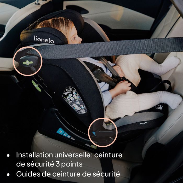 Cadeira auto conversível LIONELO Aart i-Size para bebés - 40-150 cm - De 0 a 36 kg - Apoio lombar - Grupo 0+/1/2/3 - Cinzenta