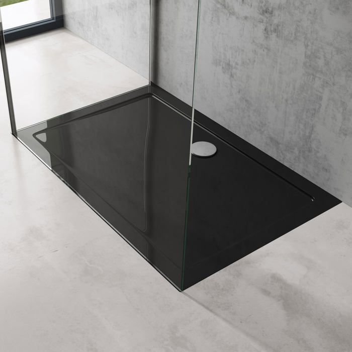 doporro Bac à Douche 80x120 Receveur de Douche Rectangulaire Noir Acrylique Faro2 80x120x4cm