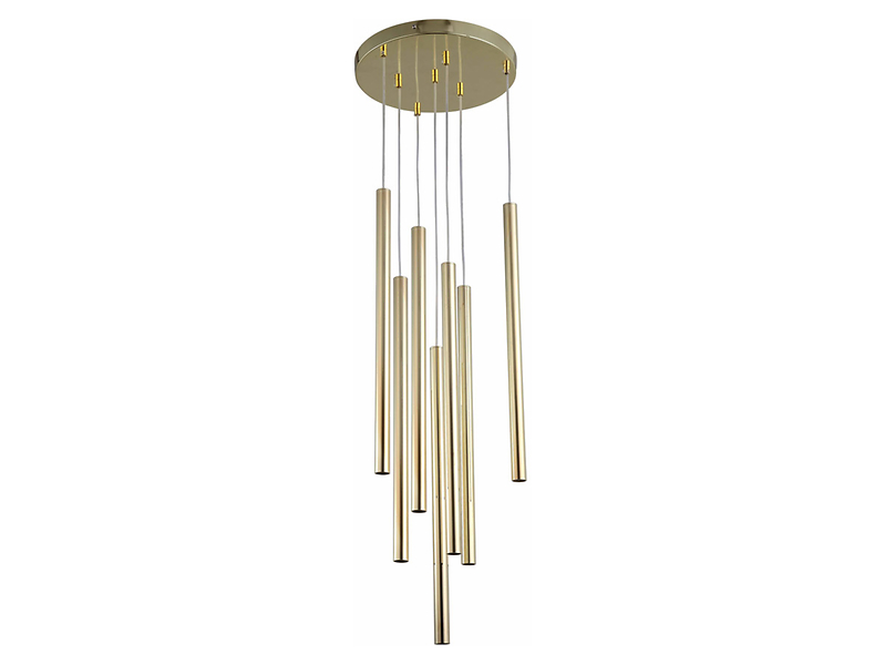 Lampa wisząca Lungo 7-punktowa metalowa złota