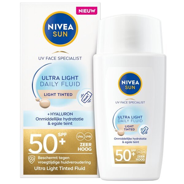 NIVEA Sun SPF50+ gaiši tonēts īpaši viegls ikdienas fluīds<br>40ml