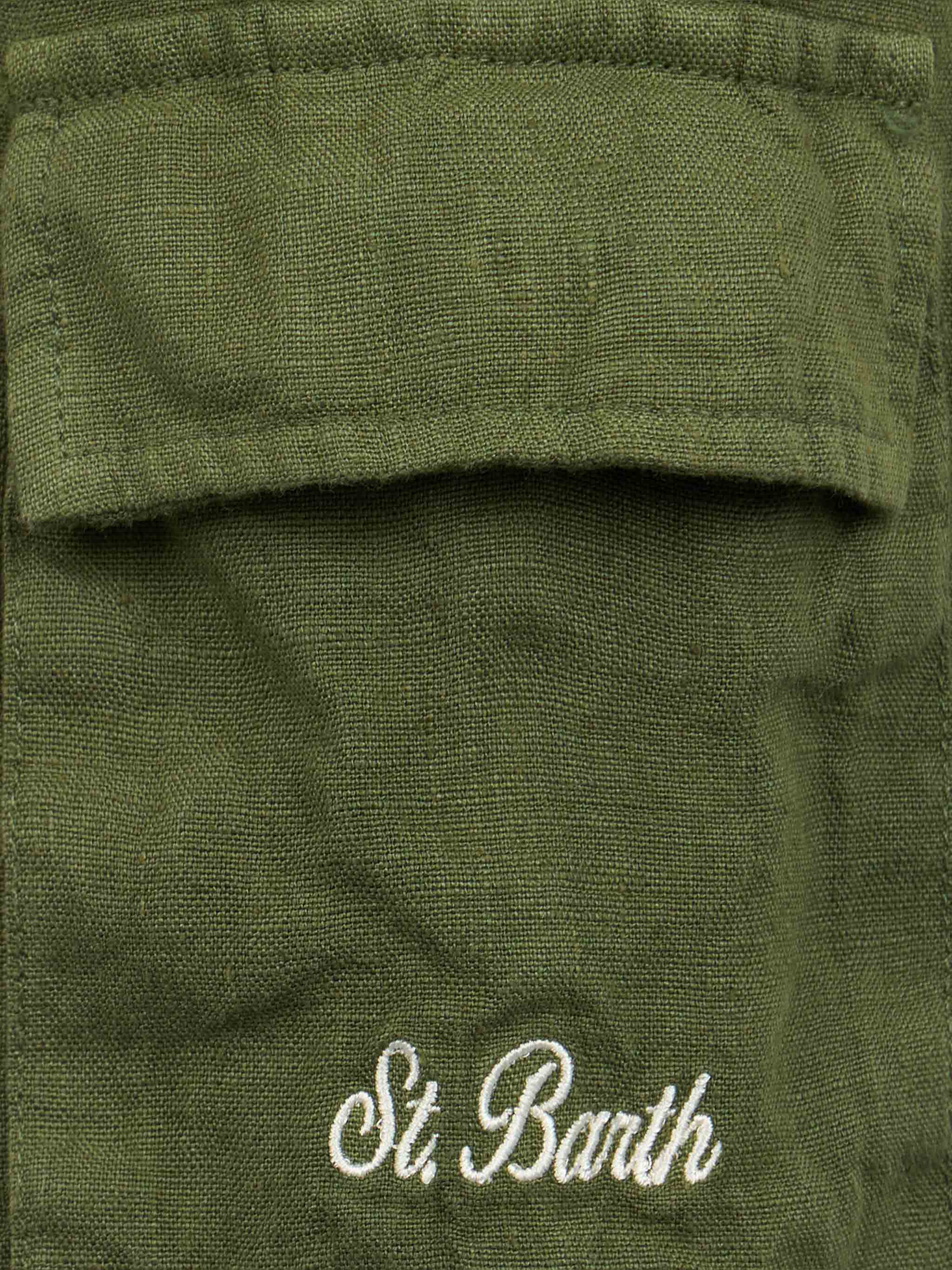 Marseille Jr. militaire groene linnen bermudashorts voor jongens