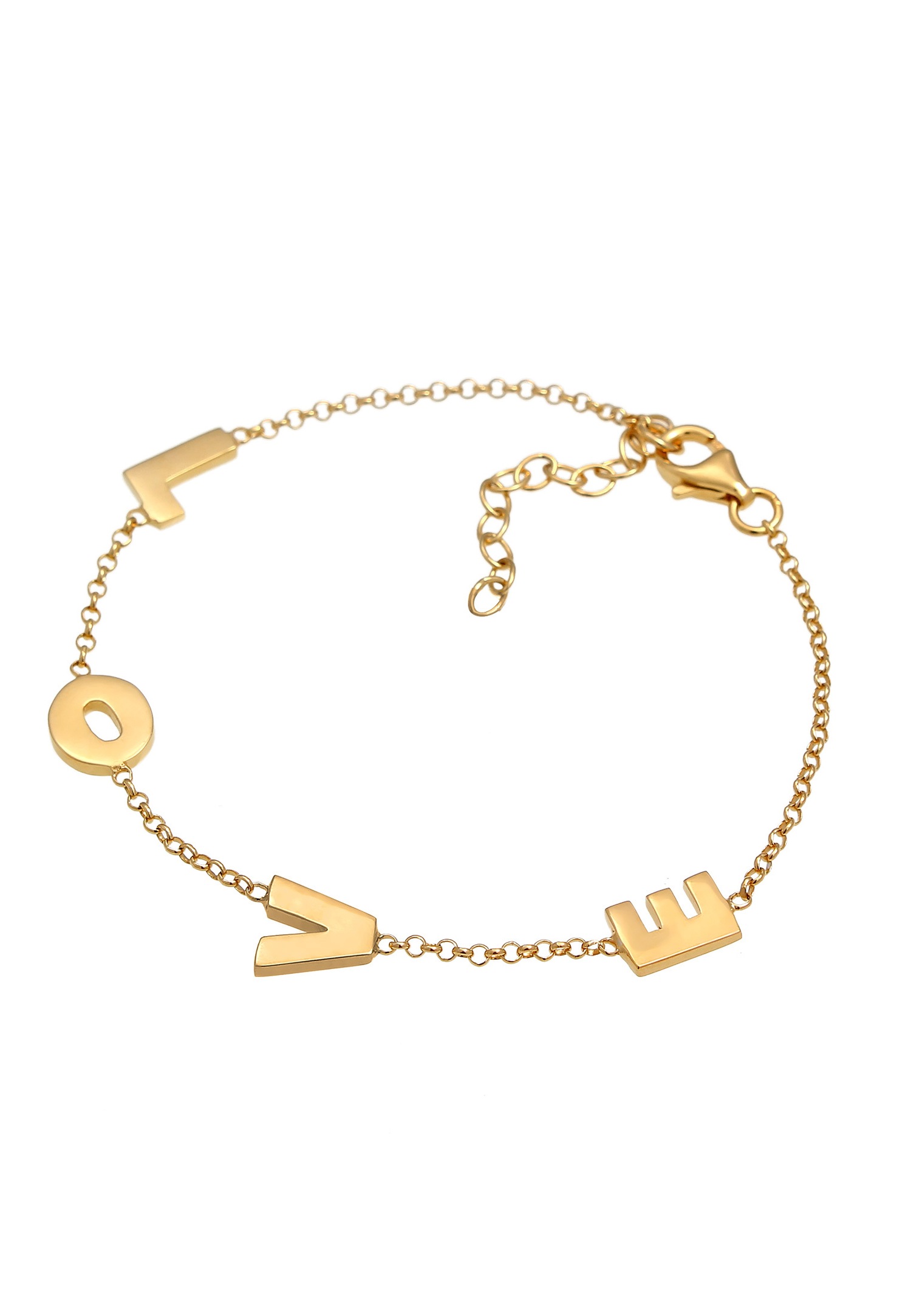 Elli Love Amour Libellé Réglable Bracelet Femme - (925/1000) Argent
