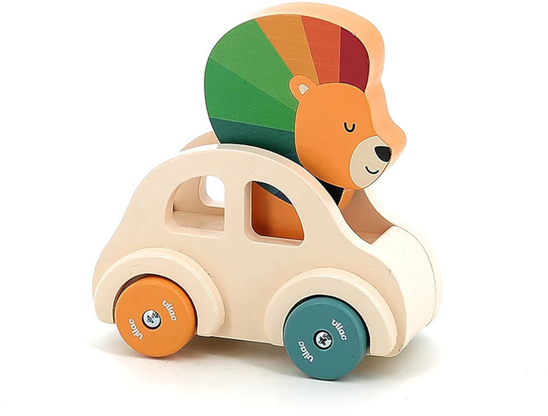 Vilac Lion in a Car brinquedo de madeira