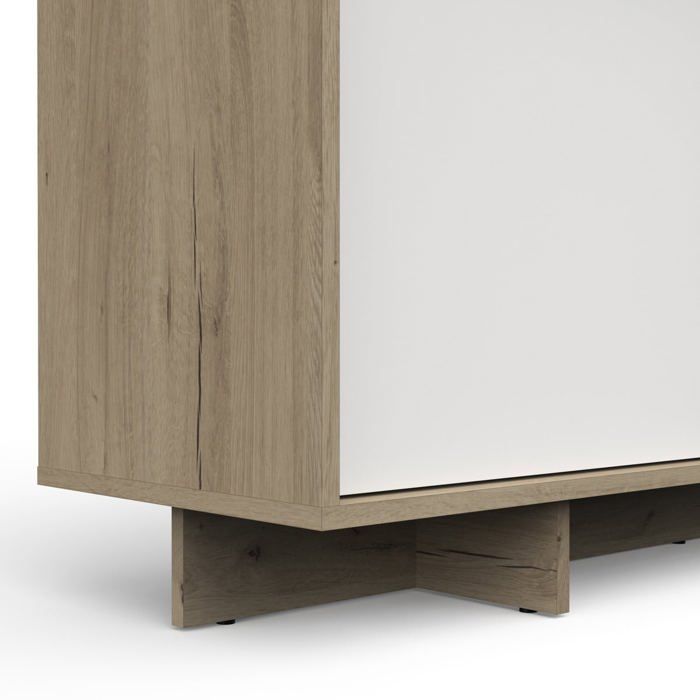 CALICOSY - Aparador de 3 puertas y 1 cajón, 157,4 cm de ancho - LEAD - Madera clara