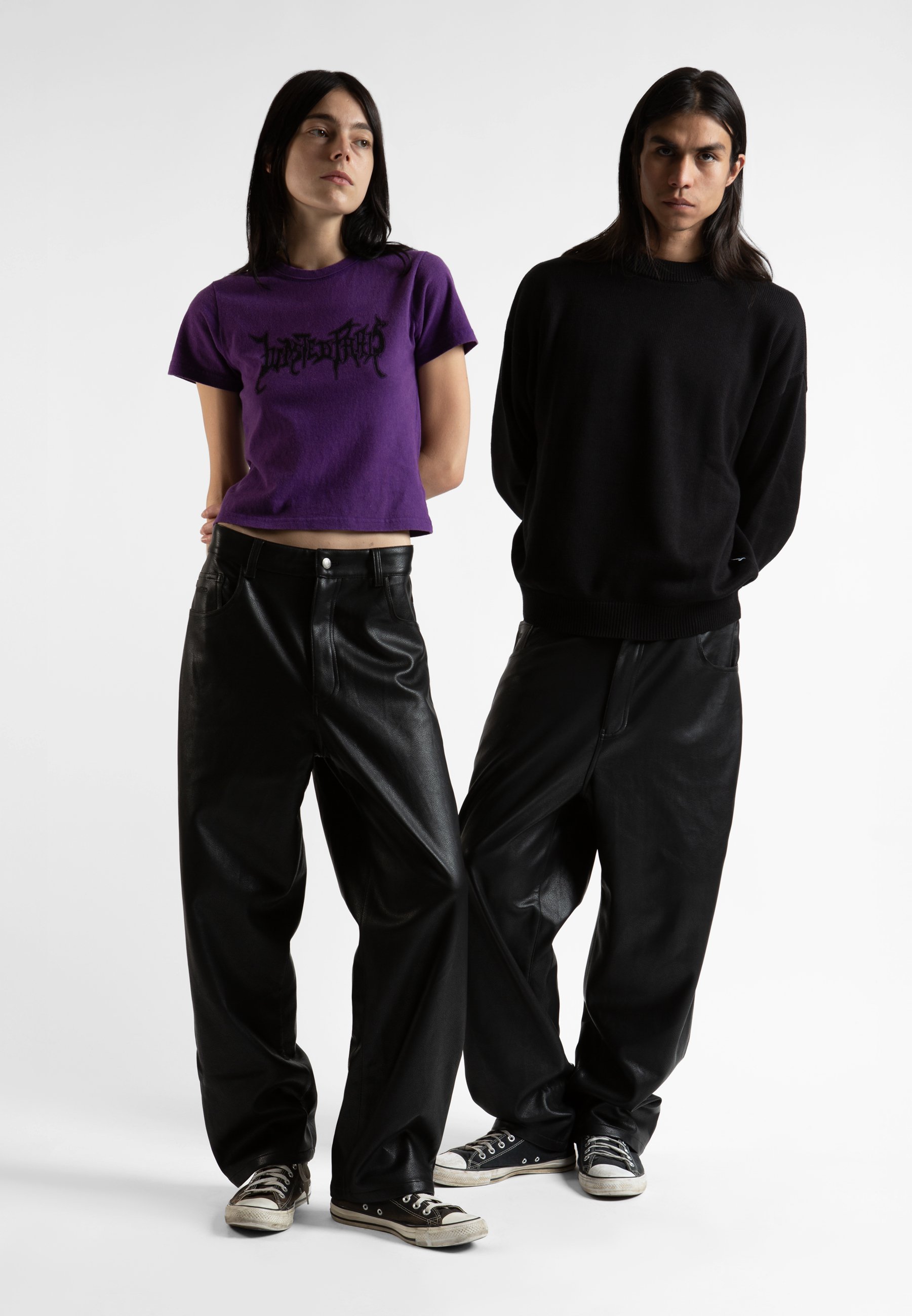 Wasted Paris CASPER PANT UNISEX - Leren broek - zwart