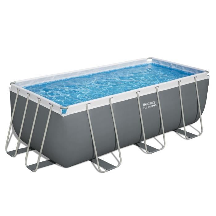 Kit para Piscina Tubular Acima do Solo BESTWAY - Steel Pro Max - 422 x 201 x 122 cm - Retangular + Robô para Piscina de Quartzo
