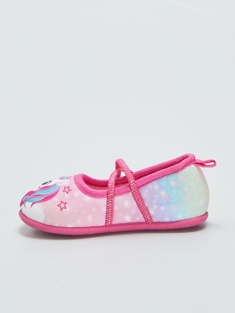 Ballerina slippers met eenhoornprint - ROZE