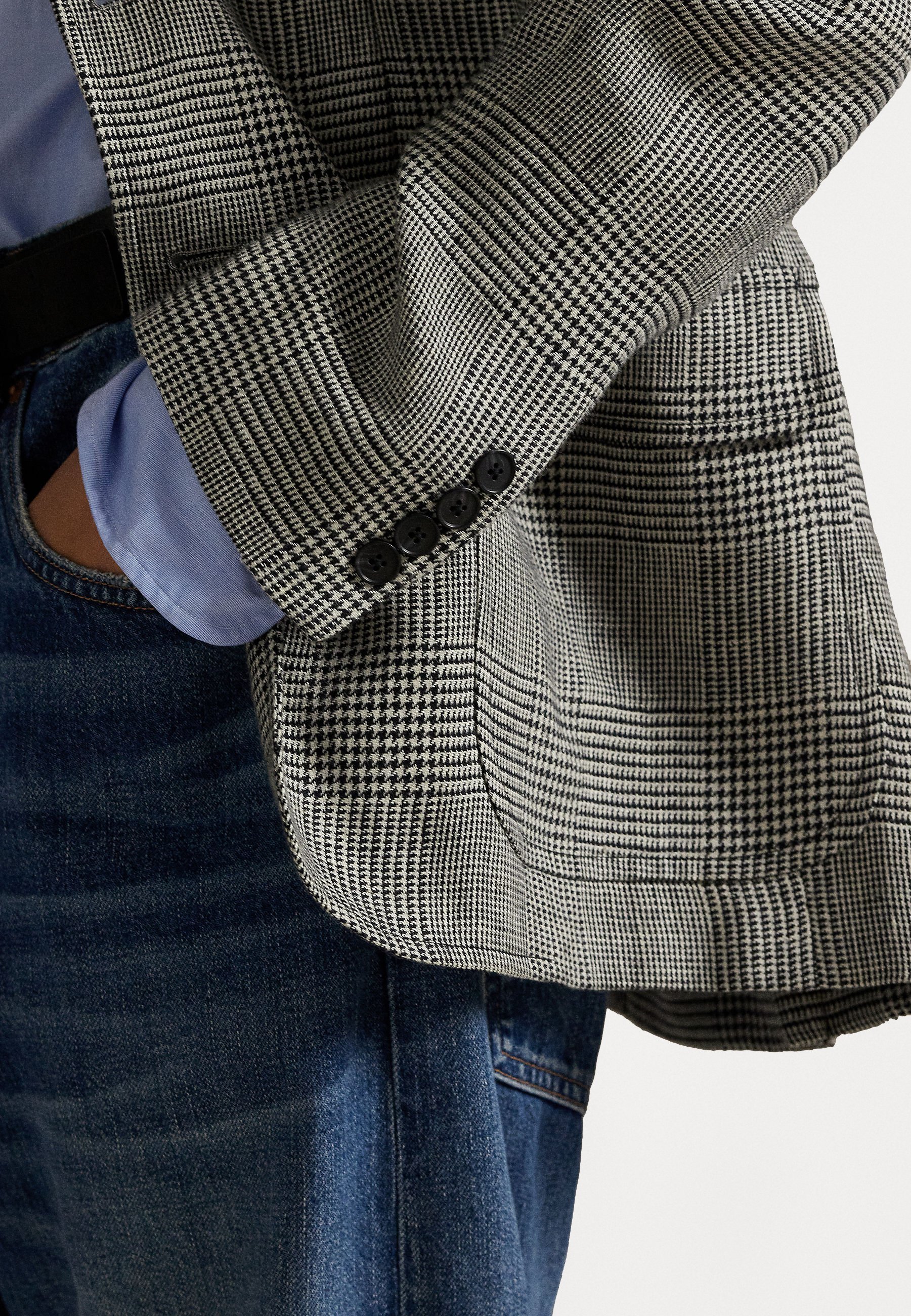 Polo Ralph Lauren GLEN CHECK LINEN TWEED BLAZER - Švarkas - juodas/baltas