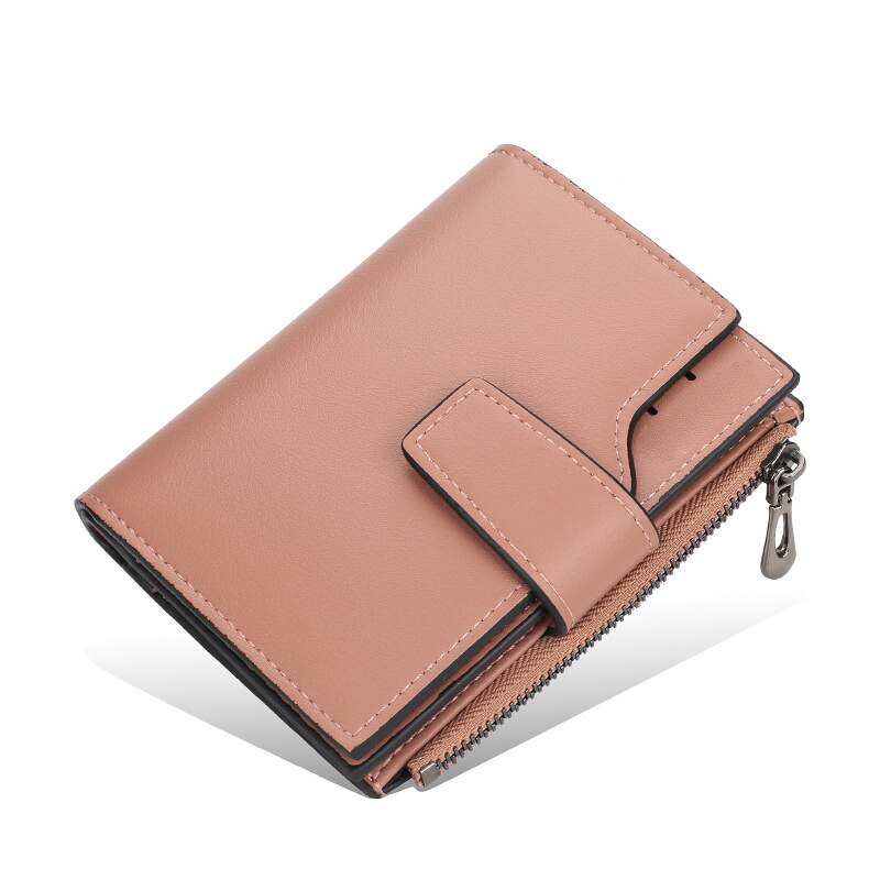 Portefeuilles pour femmes, petit portefeuille coréen, porte-cartes court, porte-monnaie en cuir rose de haute qualité