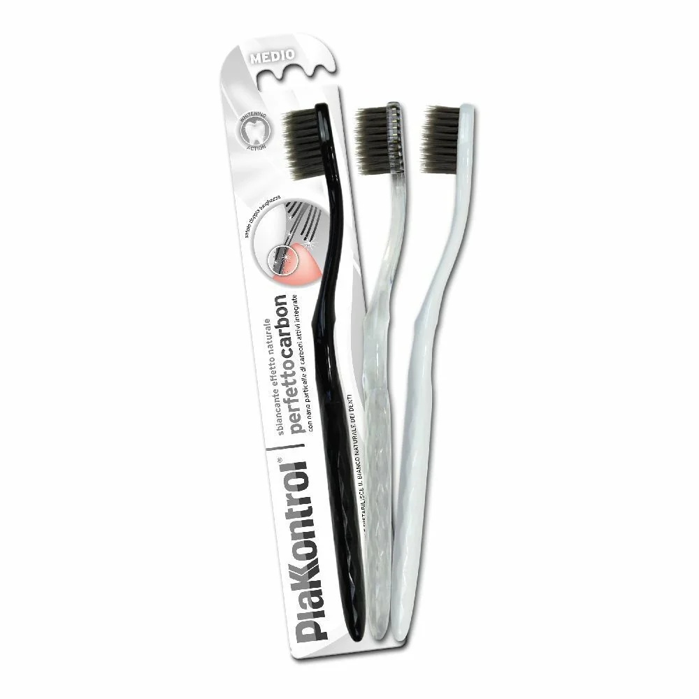 PLAKKONTROL PlakKontrol Perfetto cepillo de dientes de carbono con cerdas antimanchas