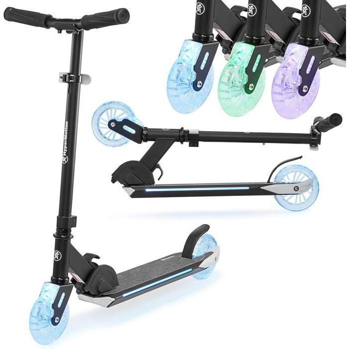 Kinderroller (ab 5 Jahren) – Maximale Belastung 50 kg – HyperMotion – Ice Flash – LED-Räder – Zusammenklappbar – Höhenverstellbarer Lenker (63–82 cm)