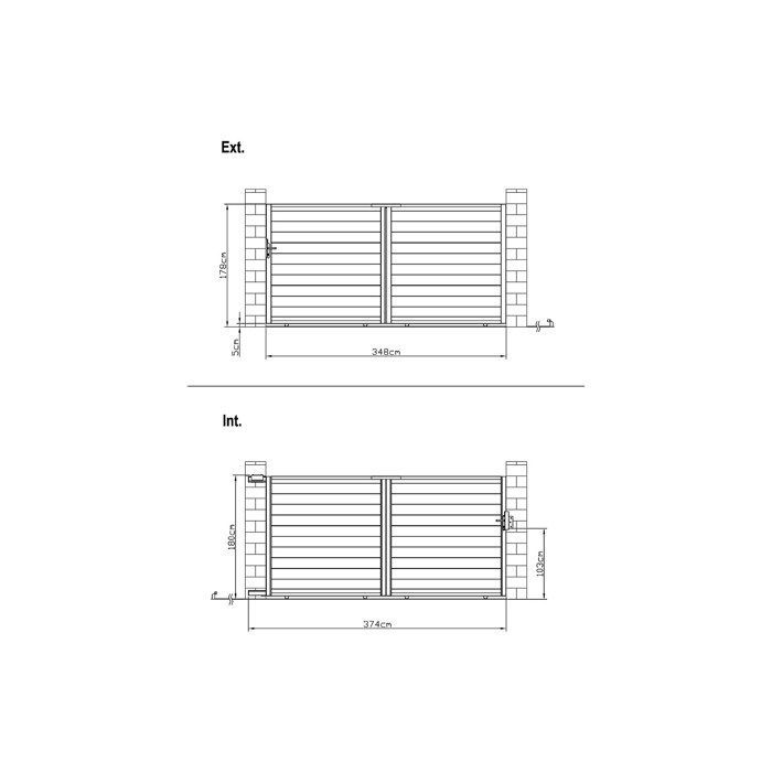 Puerta corredera de aluminio macizo, 374 cm de ancho x 180 cm de alto, blanca - NAZARIO
