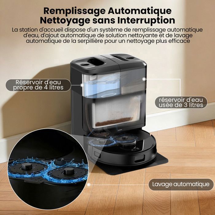 AIRROBO M2 Robotstofzuiger en -dweil, 5500 Pa, intelligente obstakeldetectie met AI, automatische stofbaklediging.