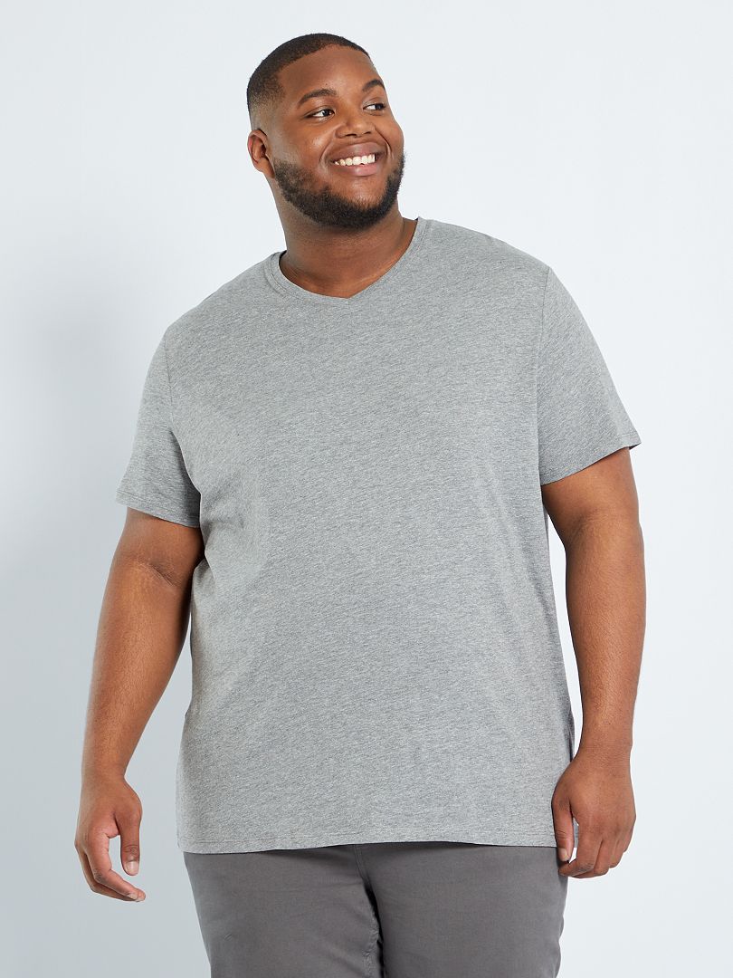 T-shirt met V-hals - GRIJS