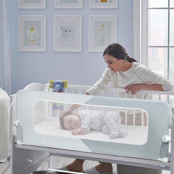 MIPAN. Barandilla para cama de bebé/adulto/de seguridad - Ampliada, ajustable, plegable y anticaídas - Blanca y gris