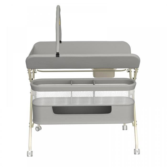 Cambiador regulable en altura - YIYI - Cesta de almacenamiento de doble compartimento - Gris - 80 x 73 x 86-94 cm
