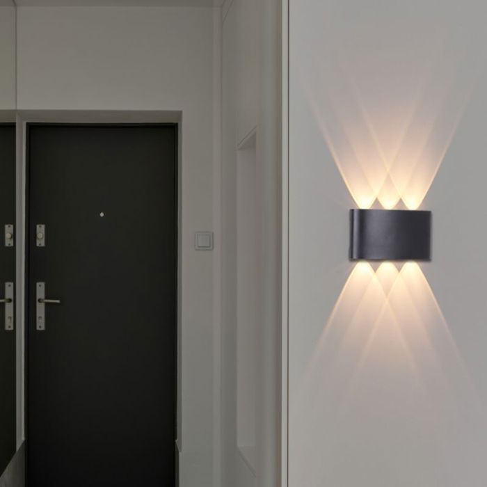 LED wall light - SMOTOP - 6W - Black aluminum - Warm white up-down