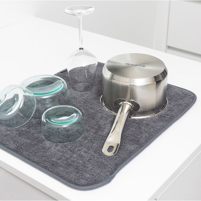 Alfombrilla escurridora de microfibra gris oscuro para platos - Brabantia