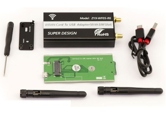 Adaptateur USB - KALEA INFORMATIQUE - M.2 WWAN LTE - Compatible 3G 4G - Emplacement carte SIM - Format 2242