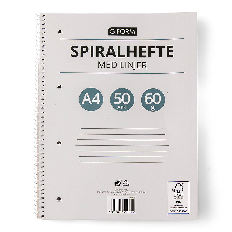 Giform Spiral anteckningsblock A4 5-pack linjer