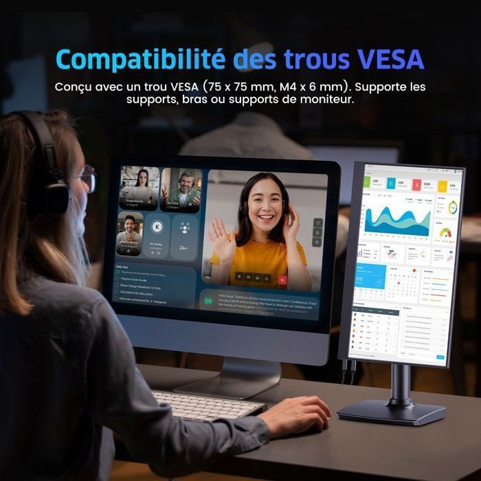 Moniteur portable UPERFECT 15,6 pouces FDH Full HD IPS, rapport de contraste 60HZ 1200:1 compatible VESA