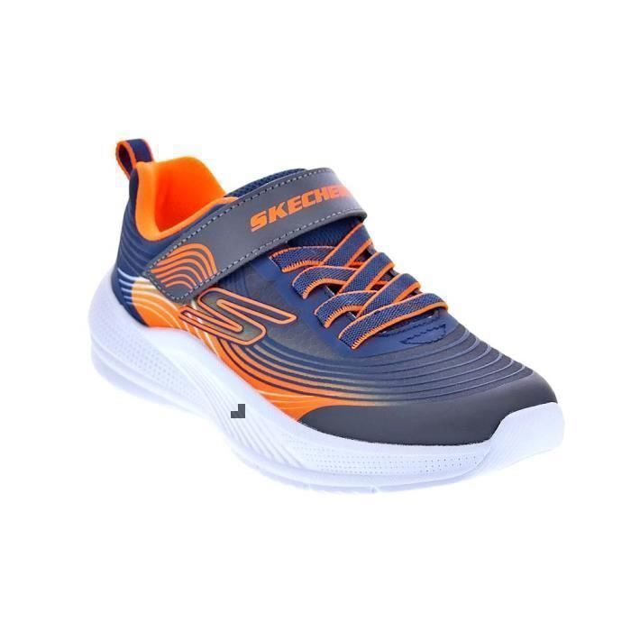 Skechers Baskets enfant garçon bleu Microspec - lacets, tige synthétique, semelle plate