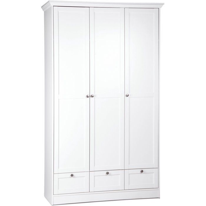 Armoire de chambre - LANDWOOD 18 - Blanc - 3 portes - 120 x 51 x 200 cm