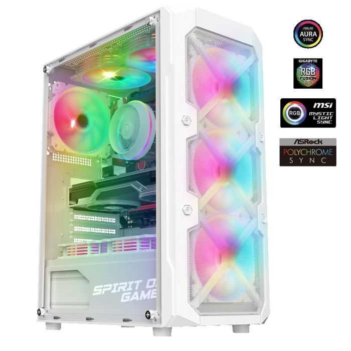 Boîtier PC Gamer - SPIRIT OF GAMER - REBEL XT - Compact - Compatible ATX - Couleur Blanc